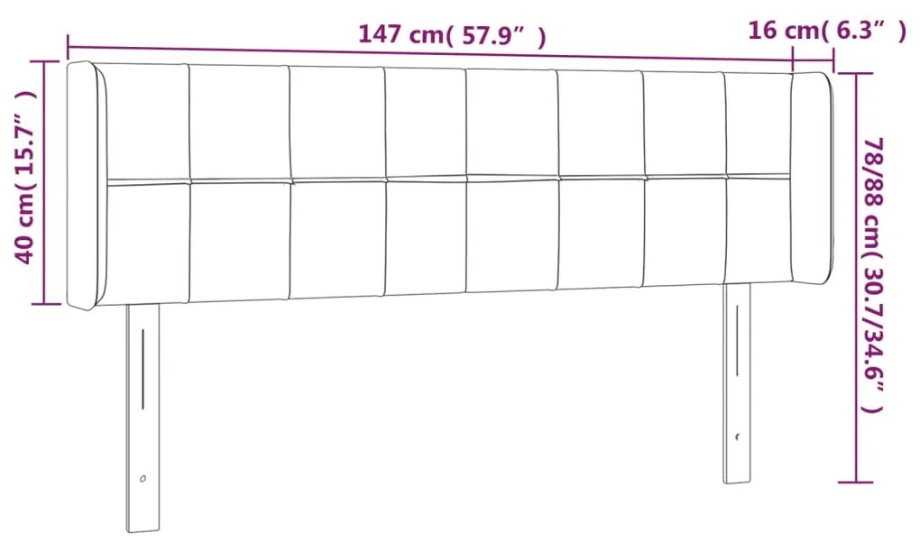Κεφαλάρι με Πτερύγια Σκούρο Μπλε 147x16x78/88 εκ. Βελούδινο 3118820