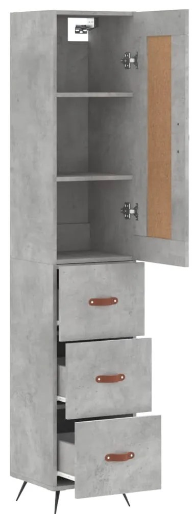 vidaXL Ντουλάπι Γκρι Σκυροδέματος 34,5x34x180 εκ. Επεξεργασμένο Ξύλο
