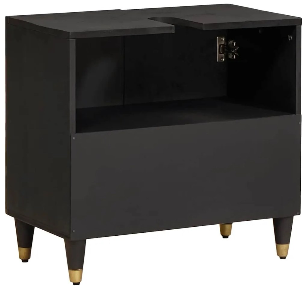 vidaXL Ντουλάπι νιπτήρα Μαύρο 62 x 33 x 58 εκ. Στερεό ξύλο μάνγκο