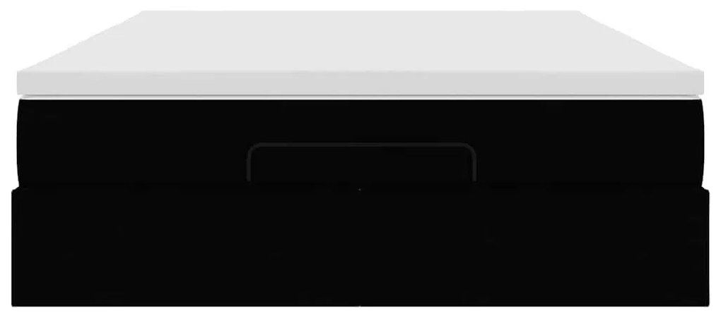 vidaXL Οθωμανικό κρεβάτι με στρώμα Μαύρο 140x190cm Συνθετικό δέρμα