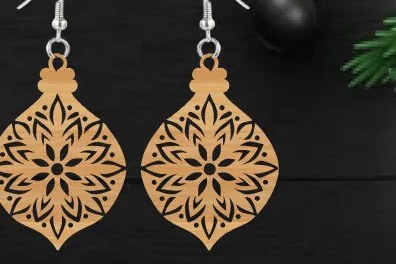 Intra απο ξύλο plywood 3mm-4mm πάχος κοπής με λέιζερ Χριστουγεννιάτικο σκουλαρίκι Δίασταση 3x3 cm INTRAFABR-111323268