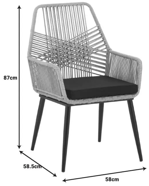 Σετ κήπου - Τραπεζαρία Naoki - Tanish 3 τεμ. μέταλλο μαύρο - pe φυσικό - γυαλί 80x80x78 εκ. 80x80x78 εκ.