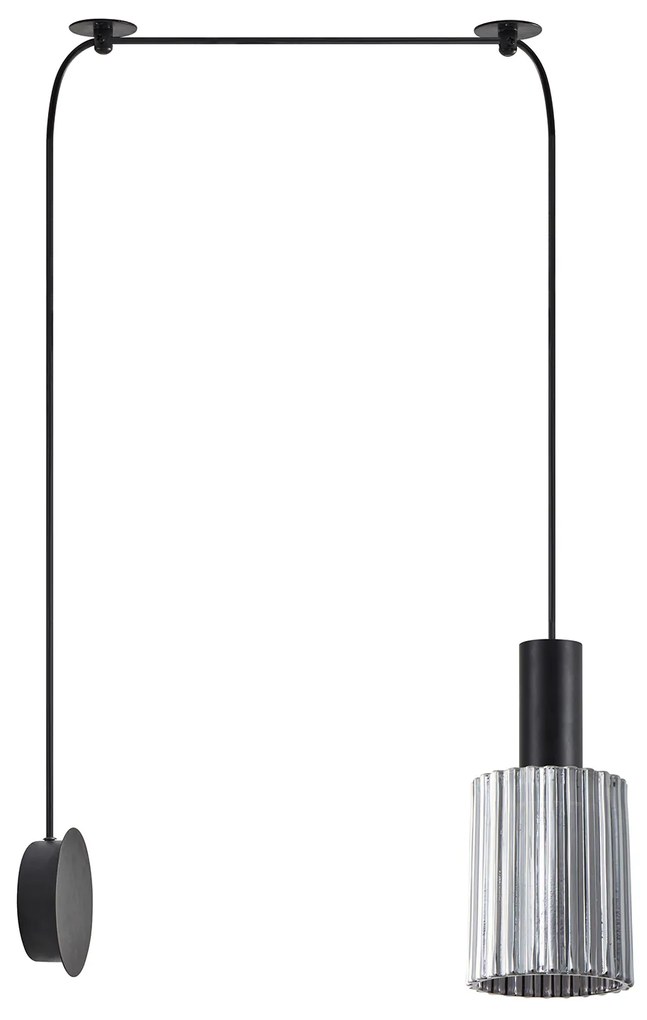 Φωτιστικό Τοίχου - Απλίκα SE21-BL-4-NM1W-GL1 ADEPT TUBE Black Matt Wall Lamp Smoked Glass+