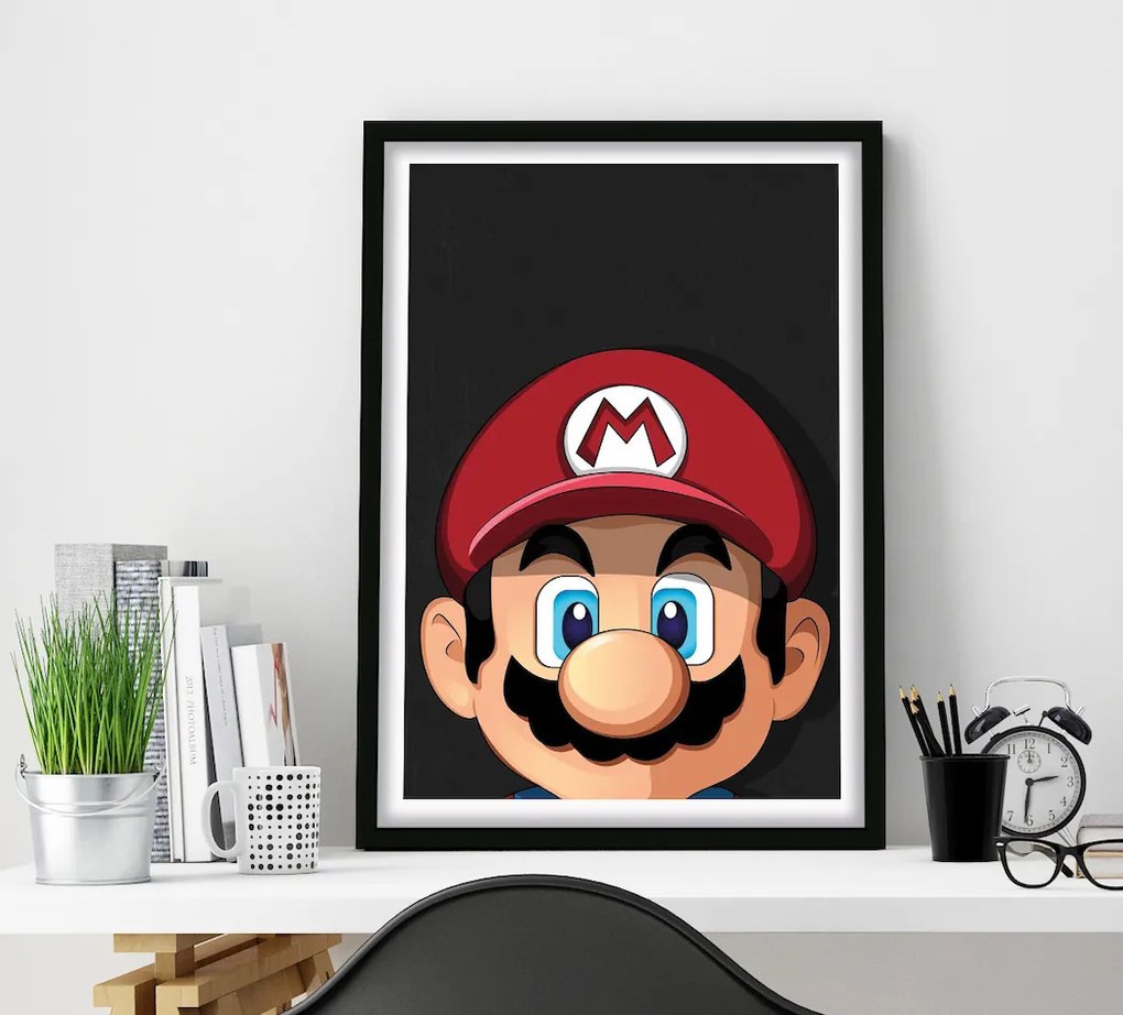 Πόστερ &amp; Κάδρο Super Mario GM003 30x40cm Μαύρο Ξύλινο Κάδρο (με πόστερ)
