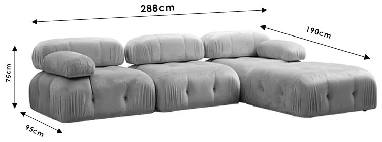 Πολυμορφικός καναπές Divine 2 βελουτέ σε χρώμα πορτοκαλί 288/190x75εκ - Ύφασμα - 071-001480