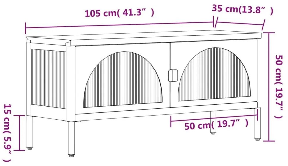 Έπιπλο Τηλεόρασης Μαύρο 105 x 35 x 50 εκ. από Γυαλί και Ατσάλι - Μαύρο