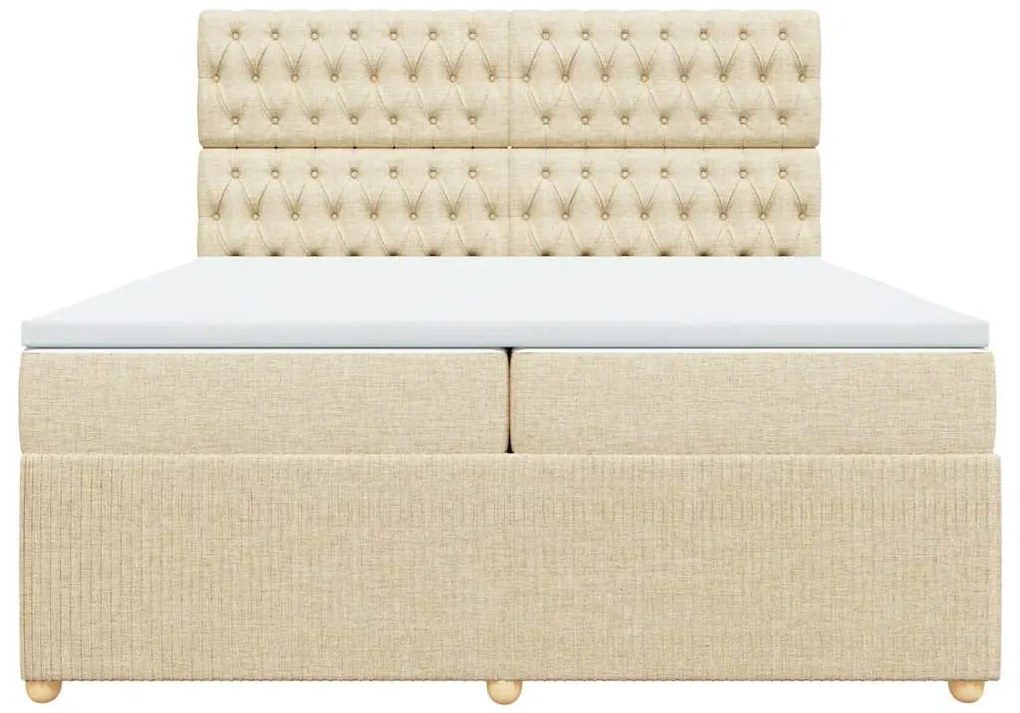 vidaXL Κρεβάτι Boxspring με Στρώμα Κρεμ 200x200 εκ. Υφασμάτινο