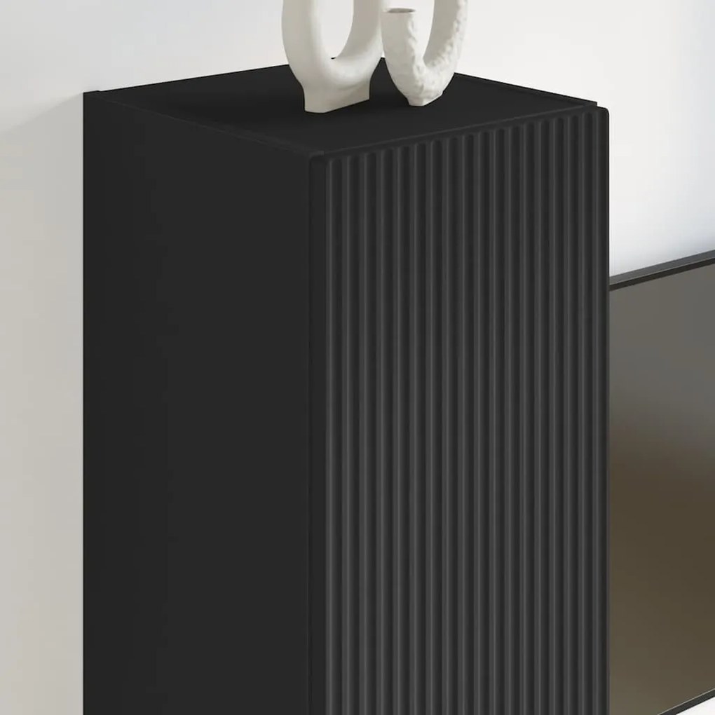 vidaXL Ντουλάπι Τηλεόρασης Τοίχου Επιτοίχιο Μαύρο 30 x 31 x 100 εκ.