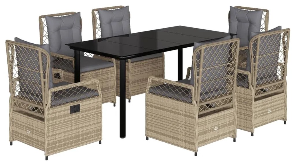 vidaXL Σετ Τραπεζαρίας Κήπου 7 τεμ. Μπεζ Συνθετικό Ρατάν με Μαξιλάρια