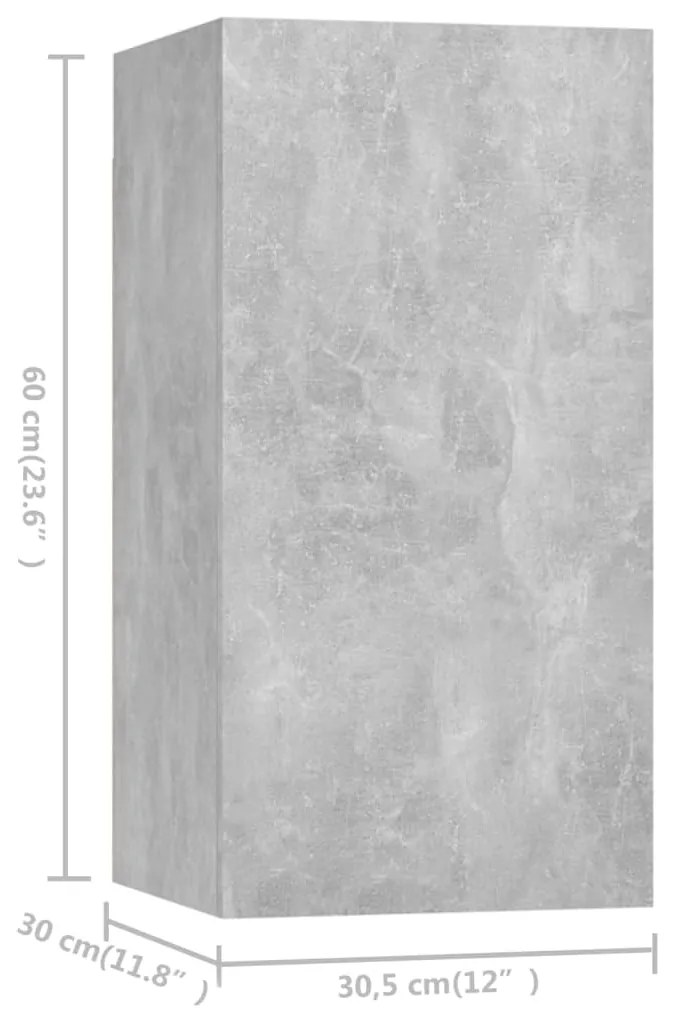 Έπιπλα Τηλεόρασης 7 τεμ. Γκρι Σκυρ. 30,5x30x60 εκ. Μοριοσανίδα 3079163