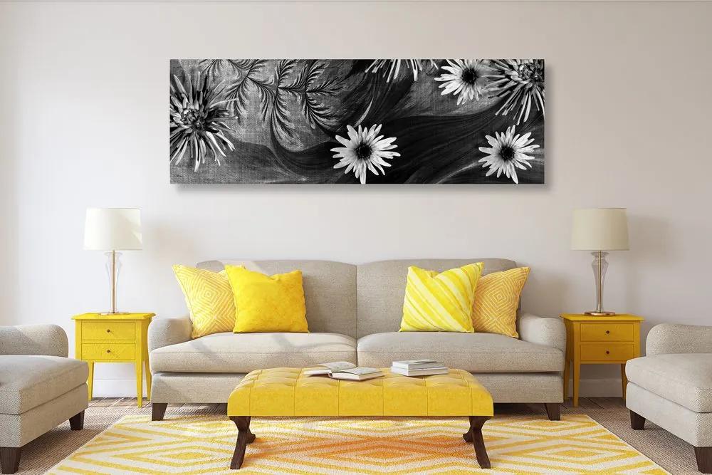 Εικόνα λουλουδιών σε ασπρόμαυρο φόντο - 120x40
