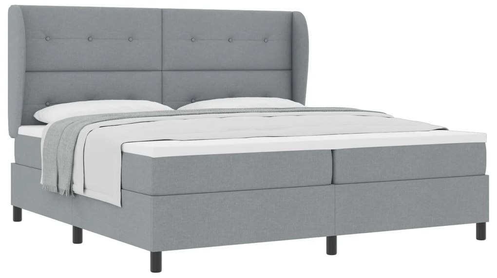 vidaXL Κρεβάτι Box Spring με Στρώμα - Ανοιχτό Γκρι, 200x200 εκ., Υλικό Ύφασμα