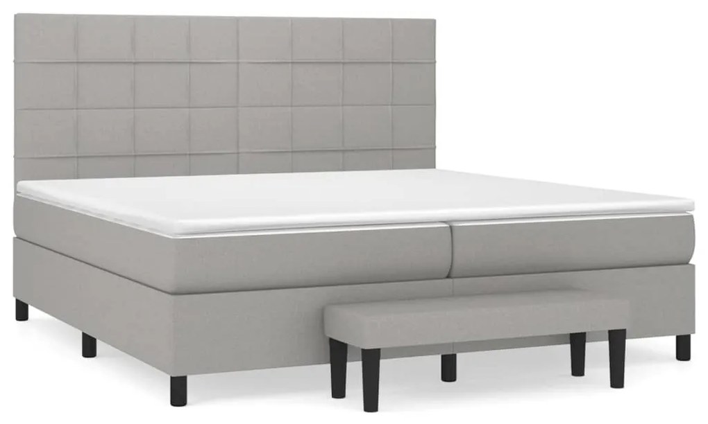 vidaXL Κρεβάτι Boxspring με Στρώμα Ανοιχτό Γκρι 200x200 εκ. Υφασμάτινο