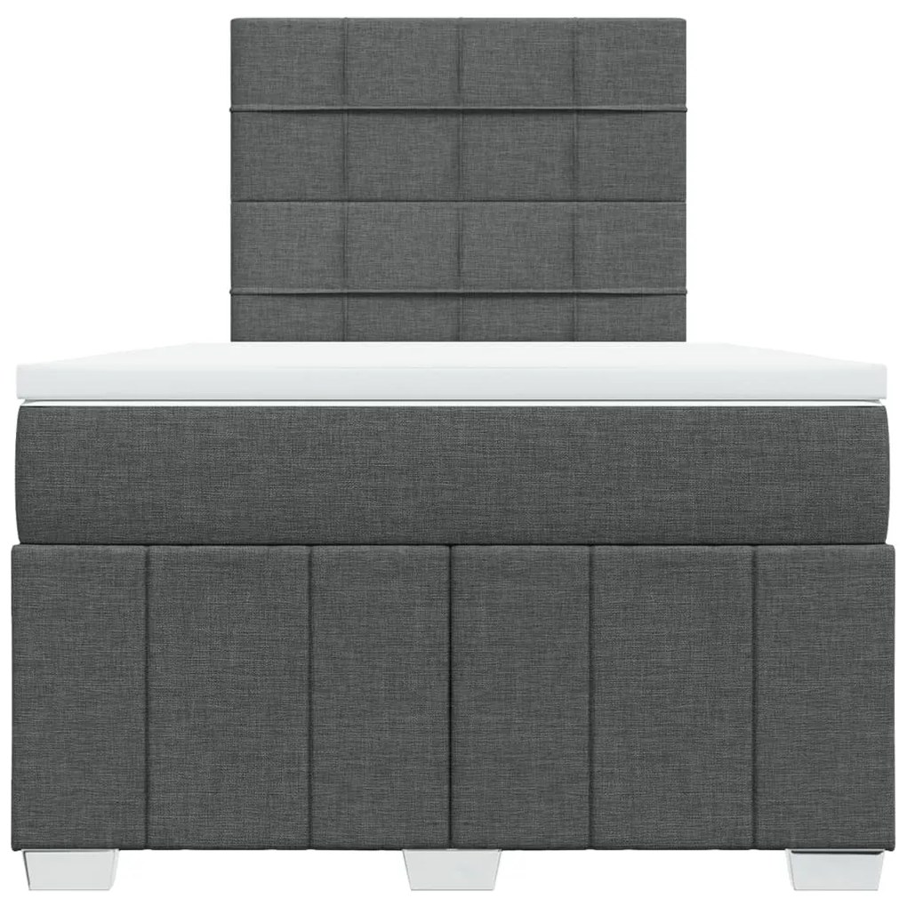 vidaXL Κρεβάτι Boxspring με Στρώμα Σκούρο Γκρι 120x200 εκ. Υφασμάτινο