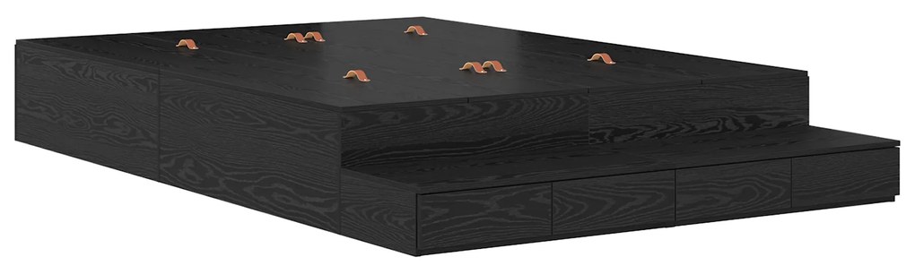 vidaXL Κρεβάτι Αποθήκευσης Μαύρο Δρυς 150x200 εκ
