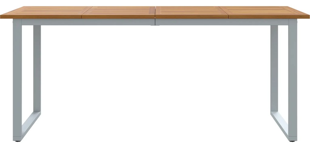 vidaXL Εξωτερικό Τραπέζι Φαγητού Γκρι 180x90x75 εκ Χάλυβας&Στερεό Ξύλο Ακακίας