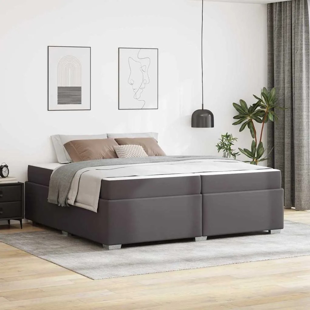 vidaXL Σκελετός Κρεβατιού Γκρι 200 x 200 cm Τεχνητό δέρμα