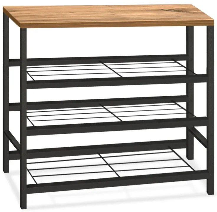 Παπουτσοθήκη Dalia Megapap 9 ζευγών μεταλλική - μελαμίνης χρώμα μαύρο - pine oak 65x30x67εκ.