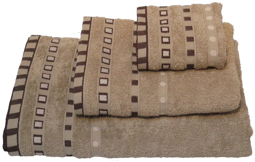 Σετ Πετσέτες 3 τμχ ΚΟΜΒΟΣ Πεννιέ 450γρ/μ2 Πουά Ζακάρ Μπεζ (30x50, 50x90, 70x140)