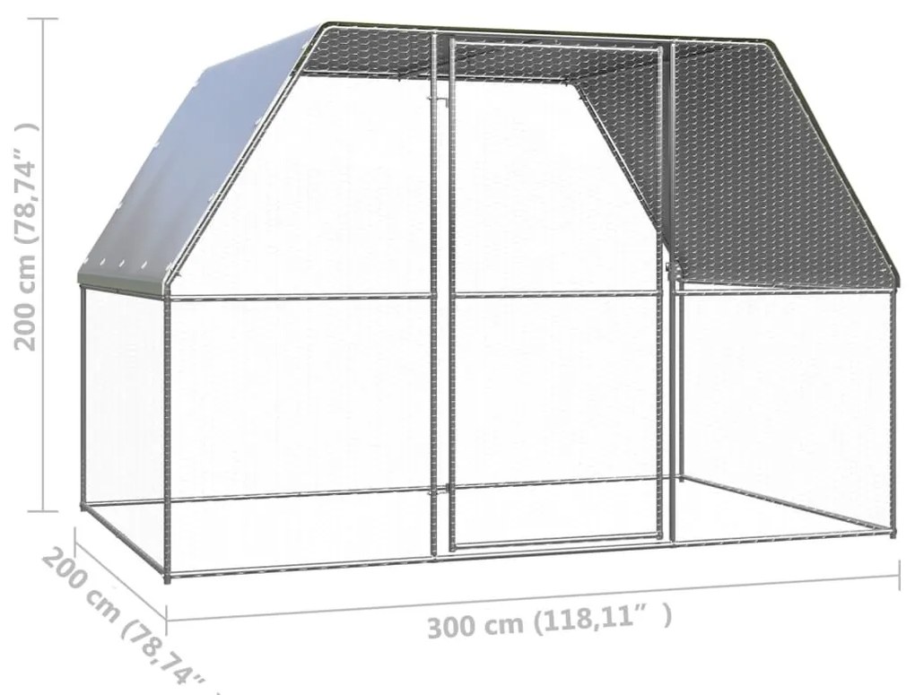 Κοτέτσι - Κλουβί Εξωτ. Χώρου 3x2x2 μ. από Γαλβανισμένο Χάλυβα - Ασήμι