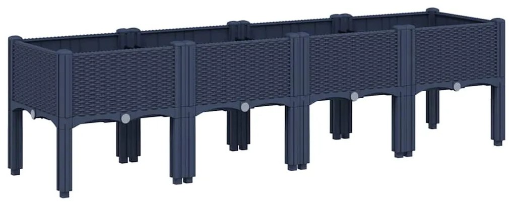 vidaXL Ζαρντινιέρα Κήπου με Πόδια Μπλε Γκρι 160x40x42 εκ. Πολυπροπυλένιο