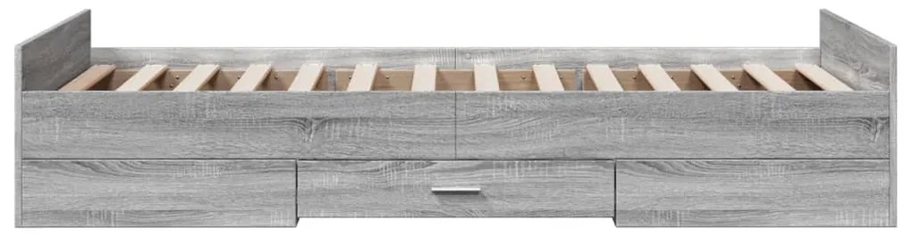 vidaXL Πλαίσιο Κρεβατιού με συρτάρια Γκρι sonoma 100x200εκ. Επεξ. Ξύλο