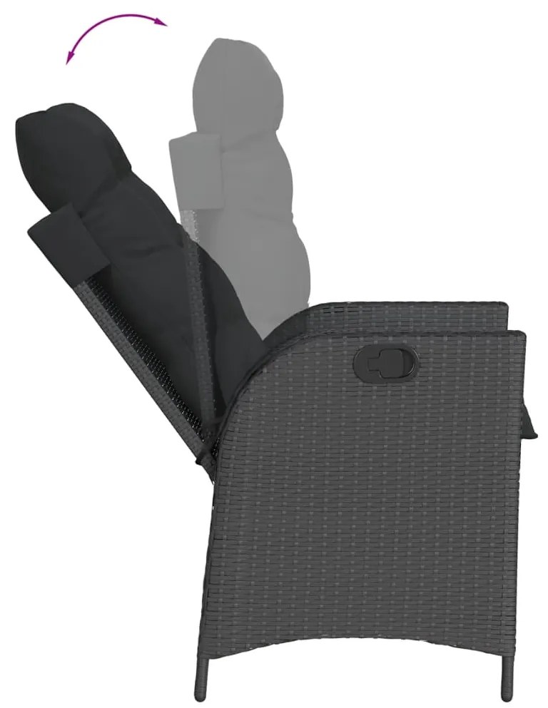 vidaXL Σετ Τραπεζαρίας Κήπου 7 Τεμ. Μαύρο Συνθετικό Ρατάν με Μαξιλάρια