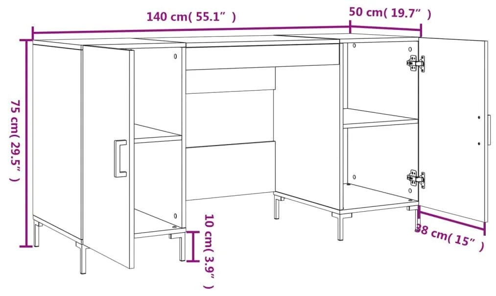 Γραφείο Sonoma Δρυς 140 x 50 x 75 εκ. από Επεξεργασμένο Ξύλο - Καφέ