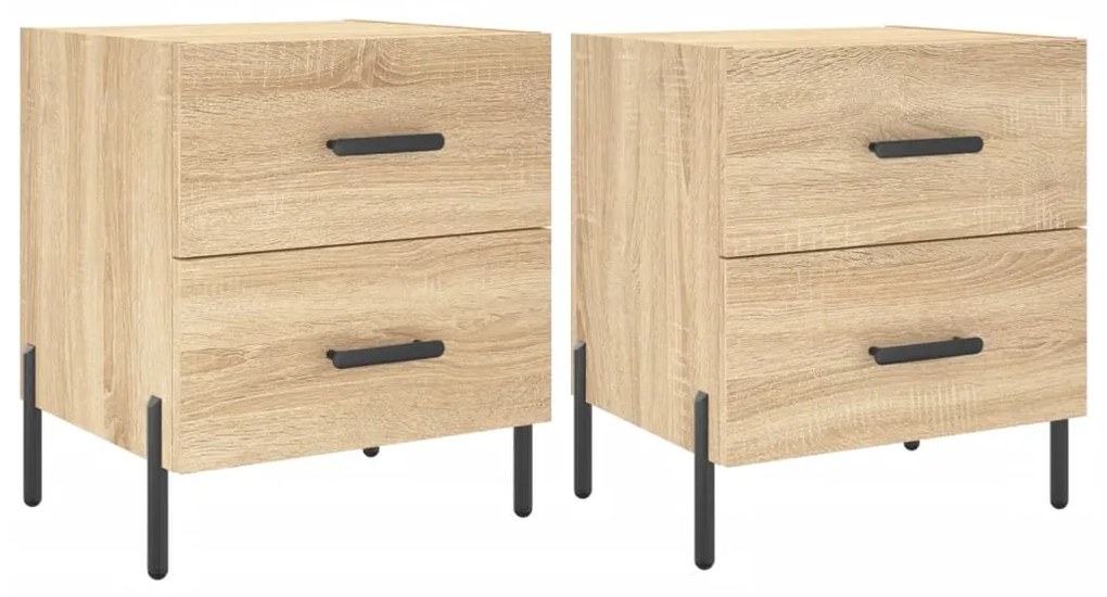 vidaXL Κομοδίνα 2 τεμ. Sonoma Δρυς 40 x 35 x 47,5 εκ. Επεξεργ. Ξύλο