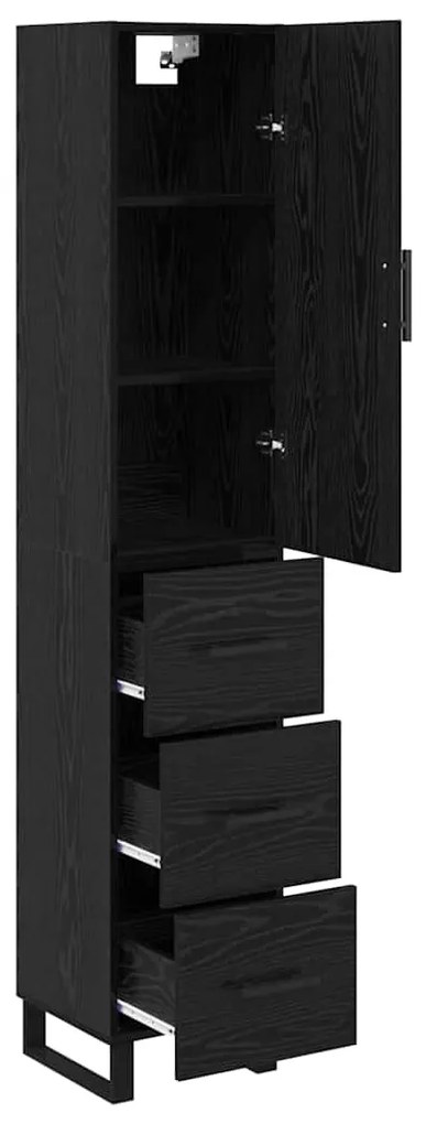 vidaXL Highboard Μαύρη Οξυά 34,5 x 34 x 180 εκ. Επεξεργασμένο ξύλο