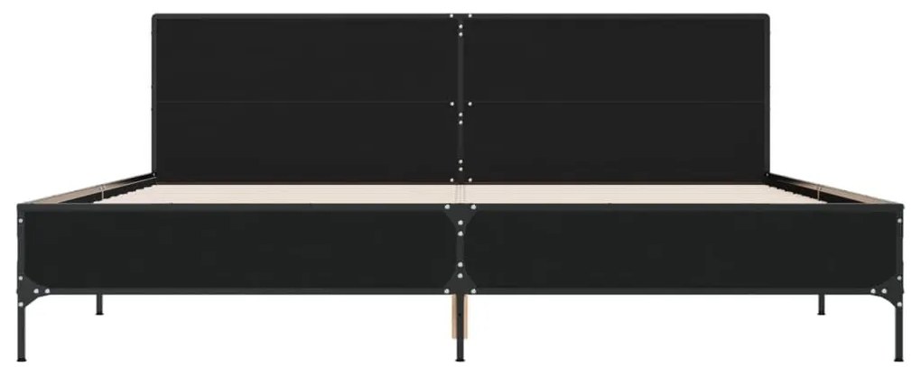 Πλαίσιο Κρεβατιού Μαύρο 180 x 200 εκ. Επεξ. Ξύλο &amp; Μέταλλο - Μαύρο