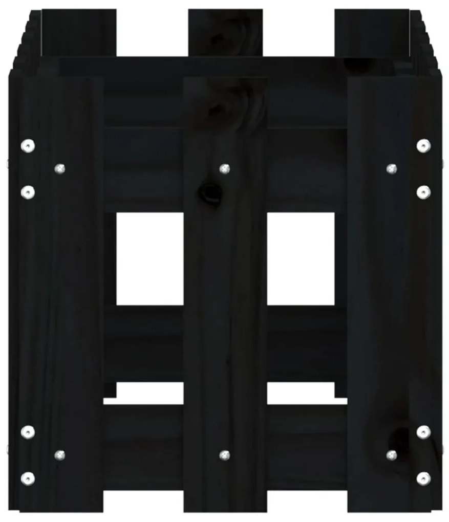 vidaXL Ζαρντινιέρα με Σχέδιο Φράχτη Μαύρη 60 x 30 x 30 εκ. Μασίφ Πεύκο