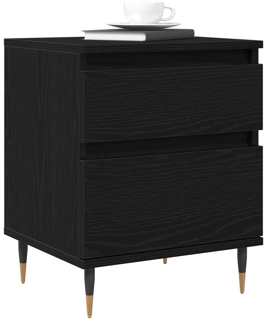 vidaXL Κομοδίνο Μαύρο Δρυς 40x35x50 εκ. Επεξεργασμένο ξύλο