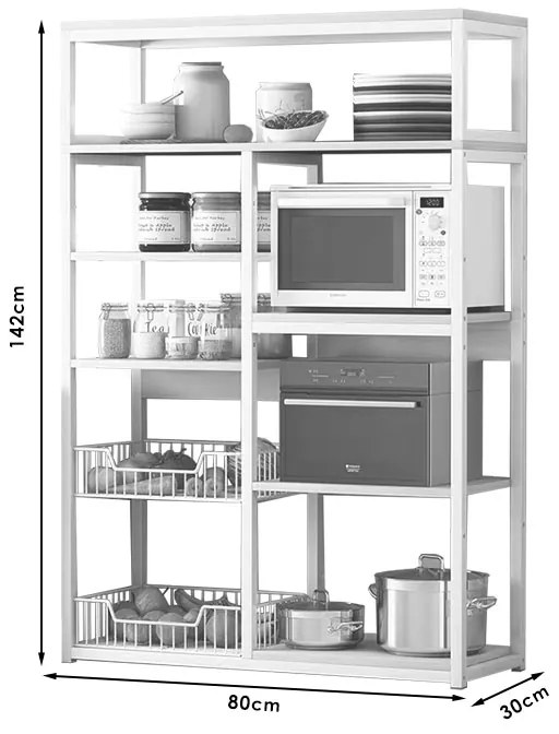 Ραφιέρα επιδαπέδια Leena pakoworld μέταλλο καρυδί-μαύρο 80x30x142εκ