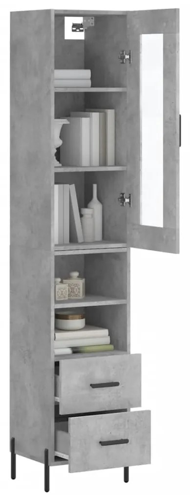 vidaXL Ντουλάπι Γκρι Σκυροδέματος 34,5x34x180 εκ. Επεξεργασμένο Ξύλο