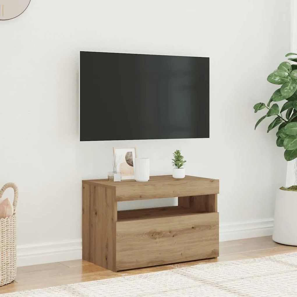 ντουλάπι τηλεόρασης vidaXL με φώτα LED Artisan Oak Κατασκευασμένο ξύλο
