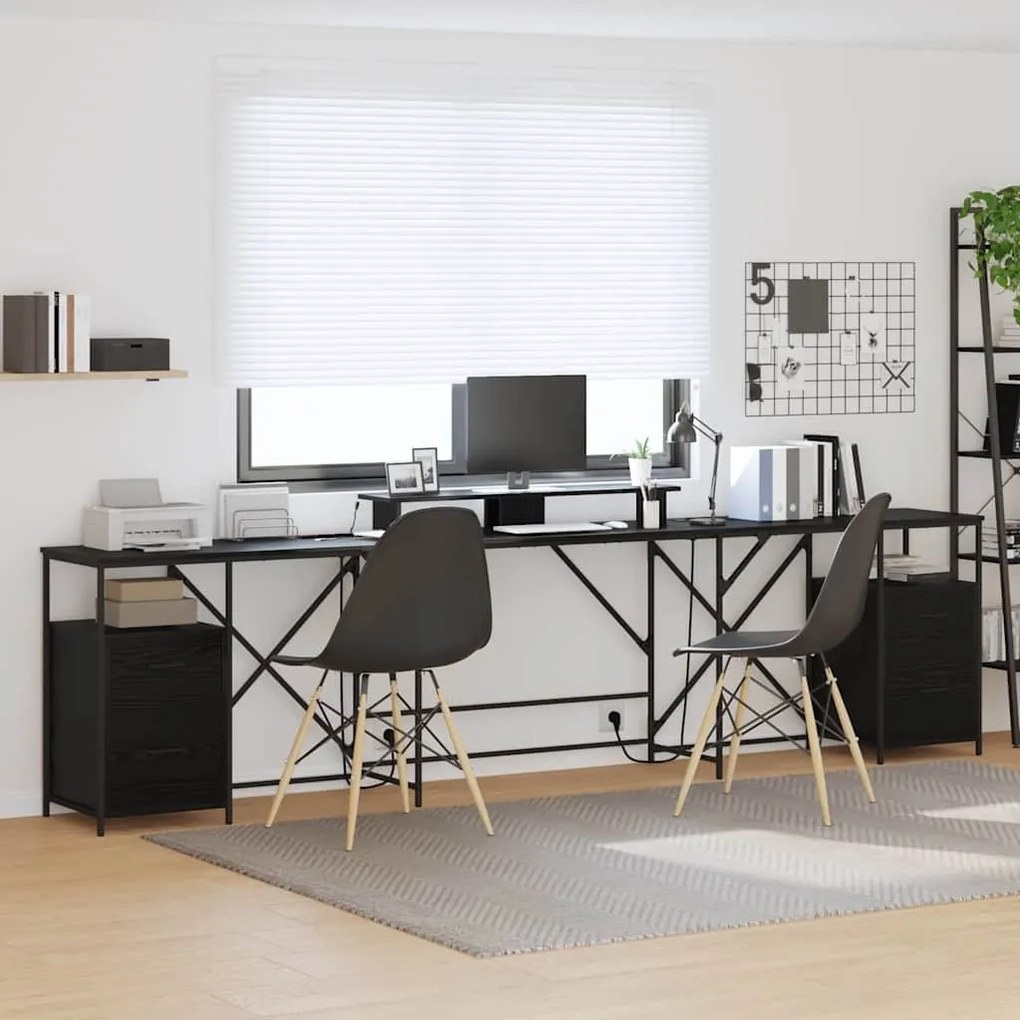 vidaXL Γραφείο Μαύρη δρυς 182 x 101 x 87.5 εκ Επεξεργασμένο ξύλο