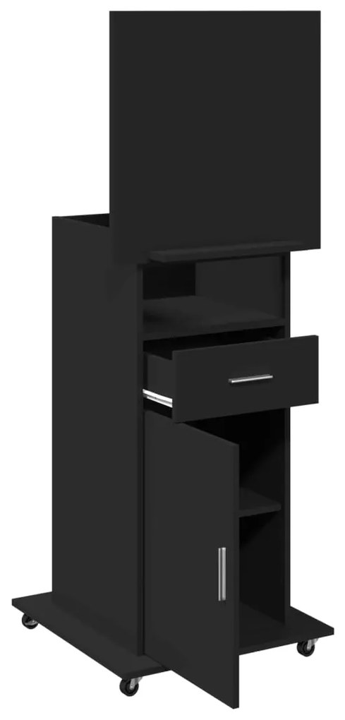 vidaXL Αναλόγιο με Ροδάκια &amp; Συρτάρι Μαύρο 55x55x107 εκ. Επεξ. Ξύλο