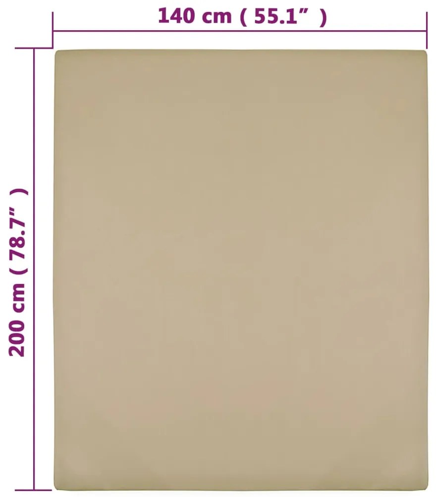 vidaXL Σεντόνια με Λάστιχο 2 τεμ. Taupe 140x200 εκ. Βαμβακερό Ζέρσεϊ