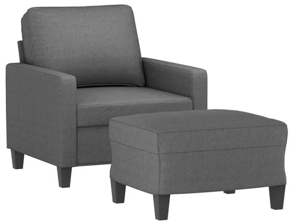 vidaXL Πολυθρόνα Σκούρο Γκρι 60 εκ. Υφασμάτινη με Υποπόδιο