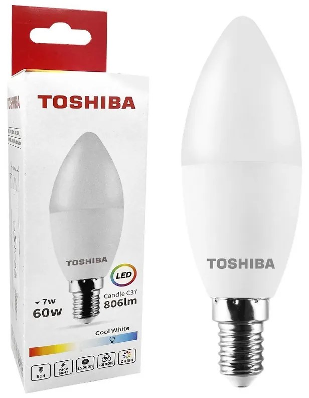 Λάμπα Led C37 7W E14 Ψυχρό Φως Toshiba 88-450