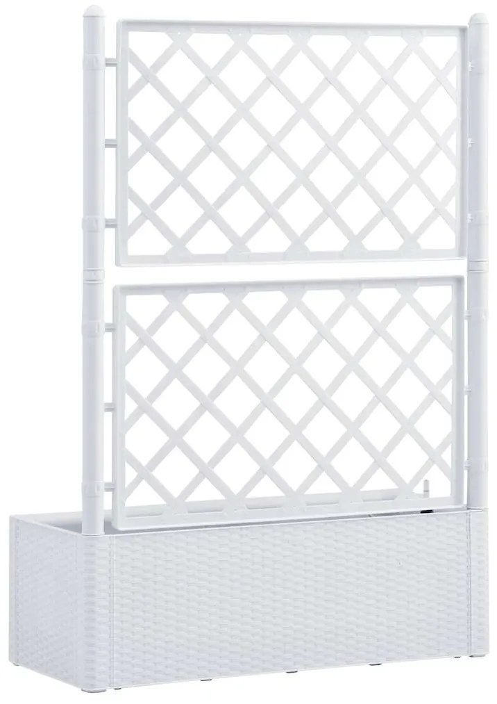 vidaXL Ζαρντινιέρα Κήπου Λευκή με Καφασωτό και Αυτόματο Πότισμα