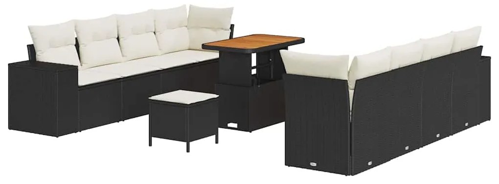 vidaXL Σετ Καναπέ Κήπου 11 pcs Μαύρο, Κρέμα 90 x 55 x 71 cm
