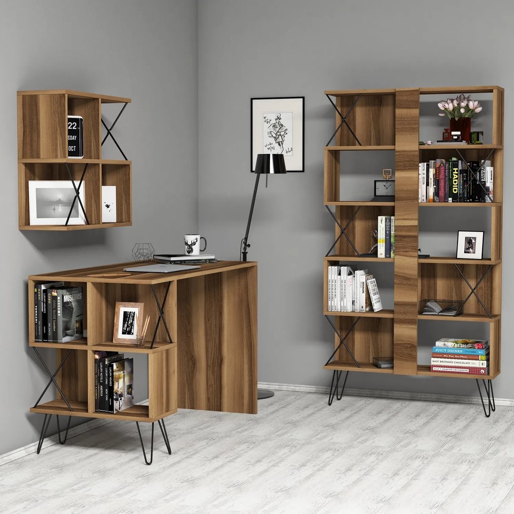 Study Desk &amp; Bookshelf Extra 2 - Walnut Walnut
Black