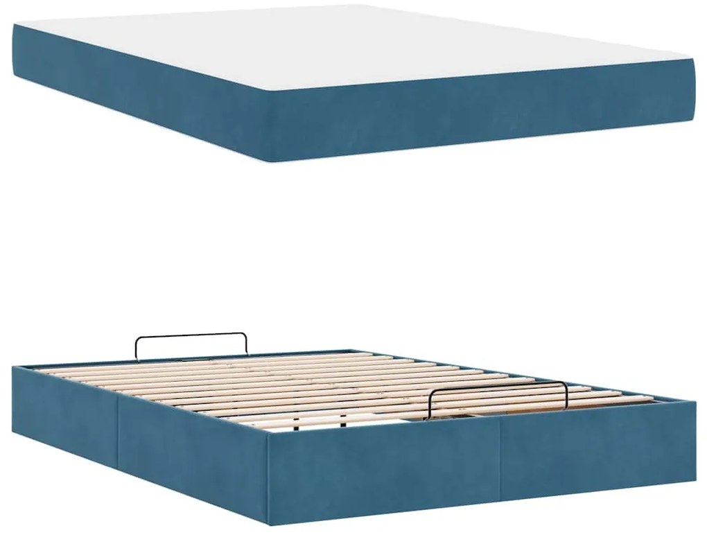 vidaXL Σκελετός Κρεβατιού Άλλο Μπλε 160 x 200 cm Βελούδο