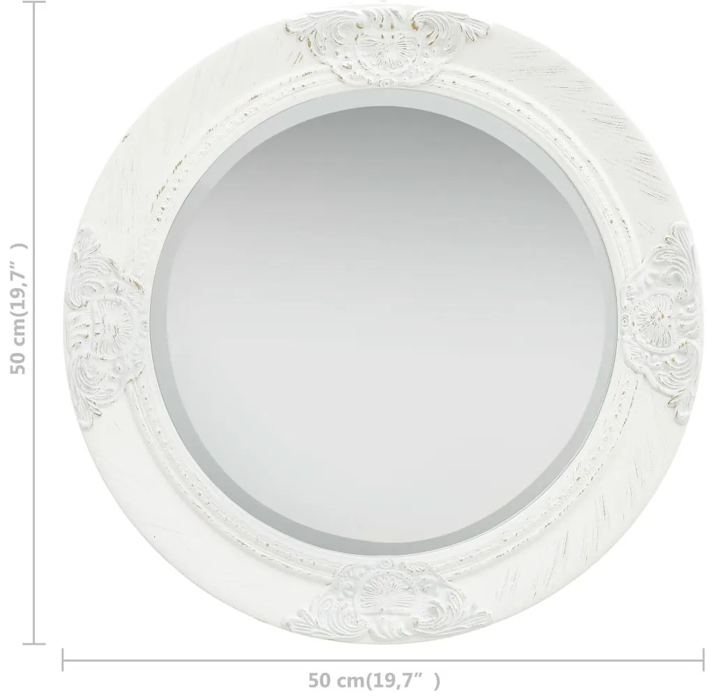 vidaXL Καθρέφτης Τοίχου με Μπαρόκ Στιλ Λευκός 50 εκ.