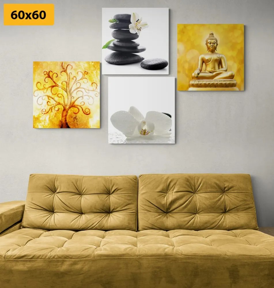 Σετ εικόνων Feng Shui σε λευκό & κίτρινο σχέδιο