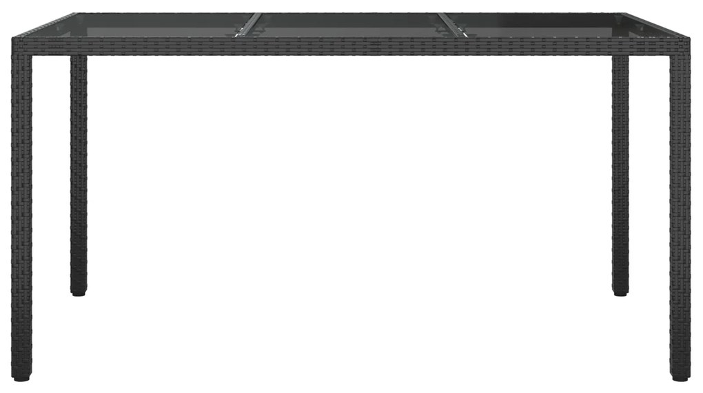 vidaXL Τραπέζι Φαγητού Κήπου Μαύρο 150x90x75 εκ Πολυ Ρατάν