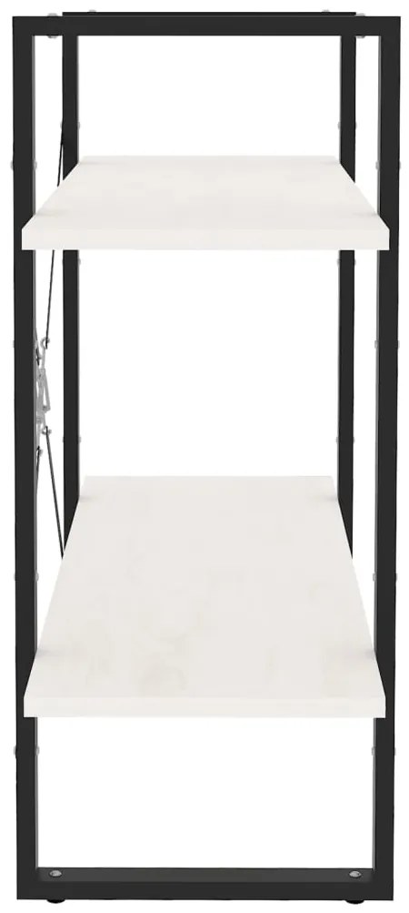 vidaXL Βιβλιοθήκη με 2 Ράφια Λευκή 80x30x70 εκ. από Μασίφ Ξύλο Πεύκου