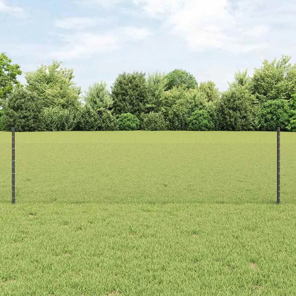 vidaXL Φράκτης με Στυλό Γκρι 50x2500 cm Ατσάλι